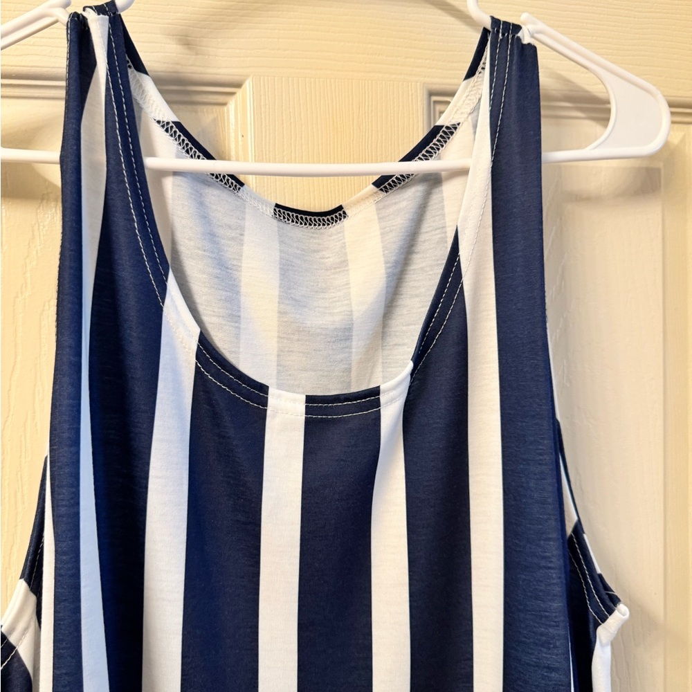Navy and White Striped Maxi Dress - Picture 7 of 7